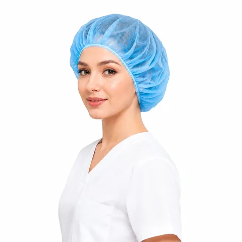 Blue bouffant cap