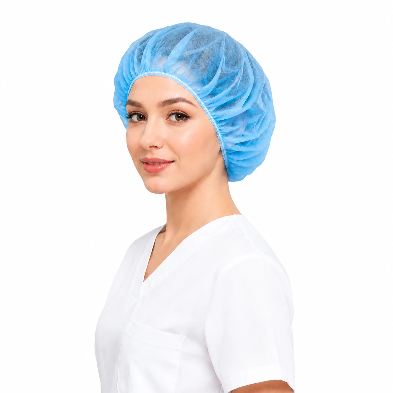 Blue bouffant cap