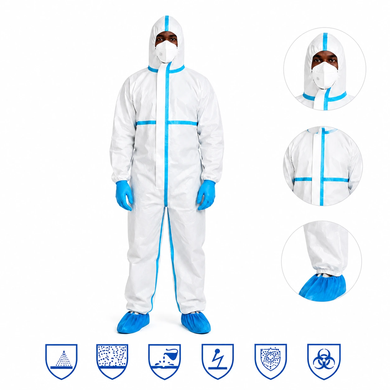 Microporous Protective Coverall with Hood