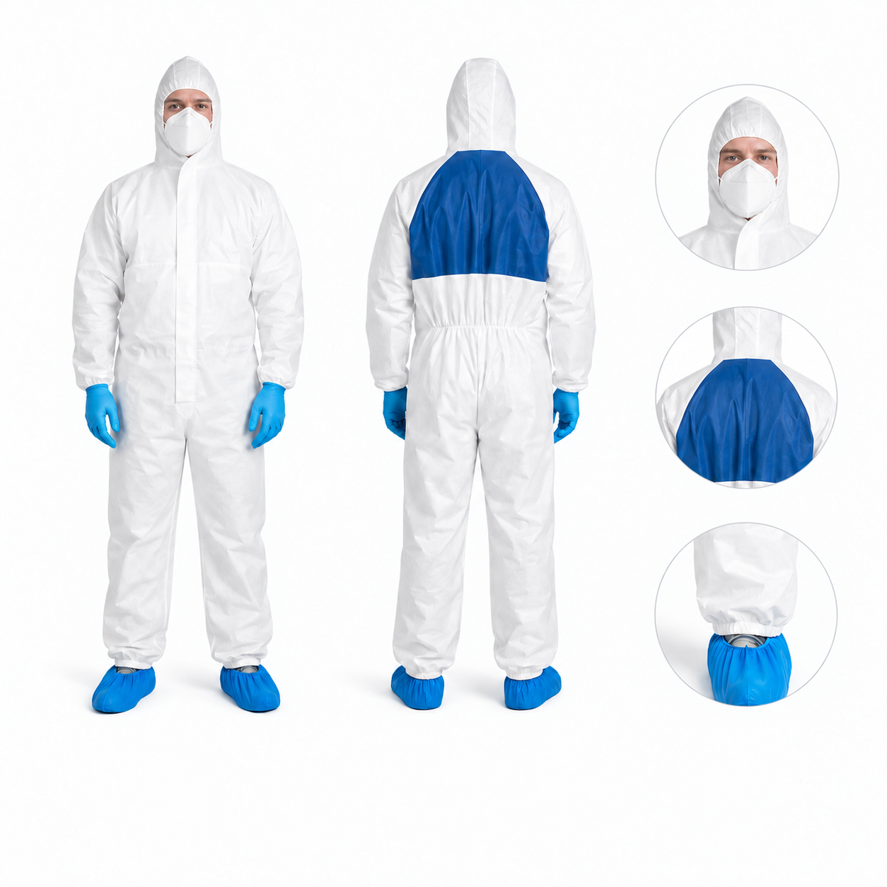 Microporous Disposable Coverall with SMS Back Panel